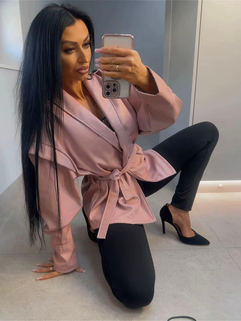 Płaszczyk wiosenny pudrowy róż