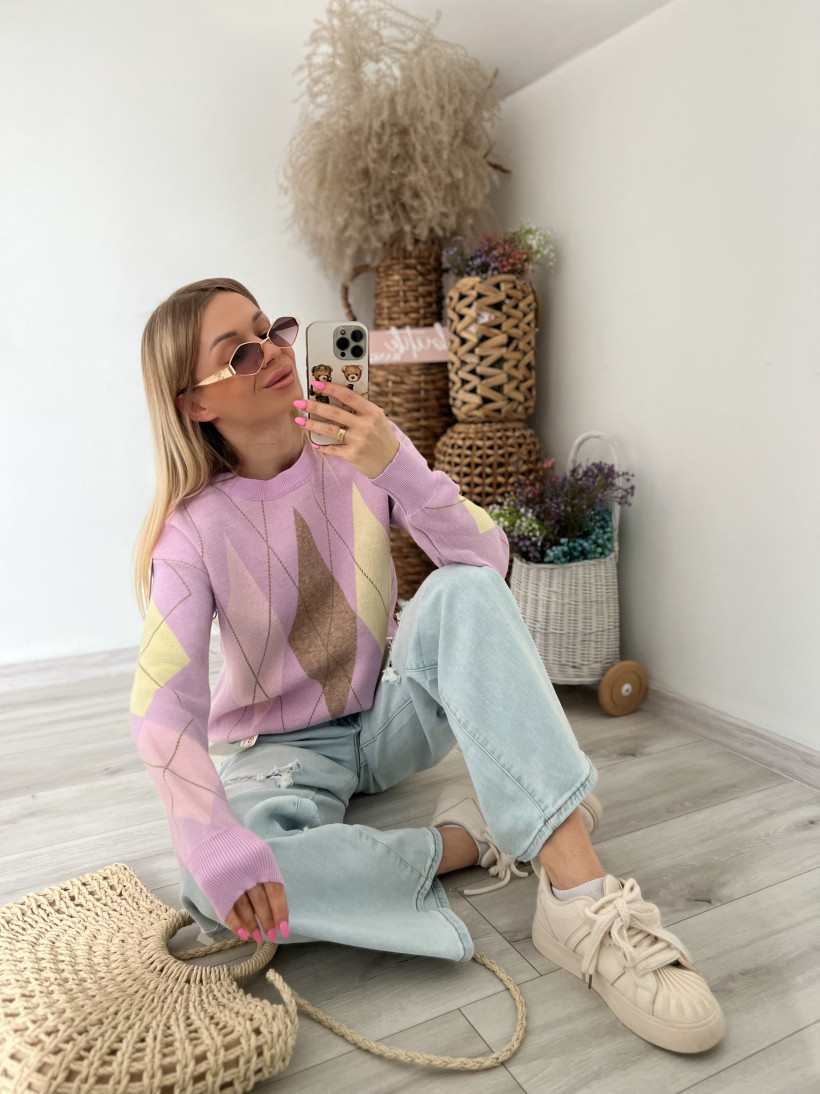 Sweterek romby lila
