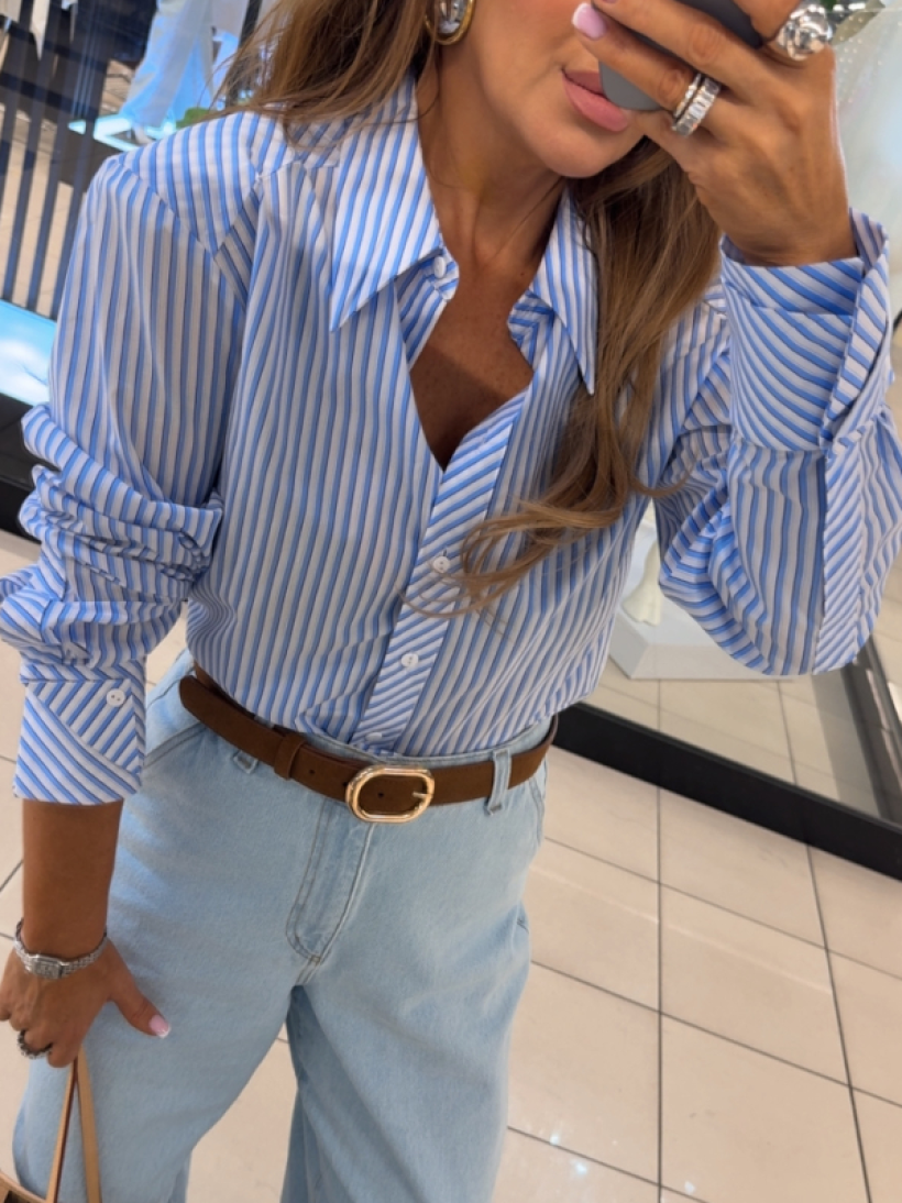 EM KOSZULA MINI BOSS PASKI BŁĘKIT