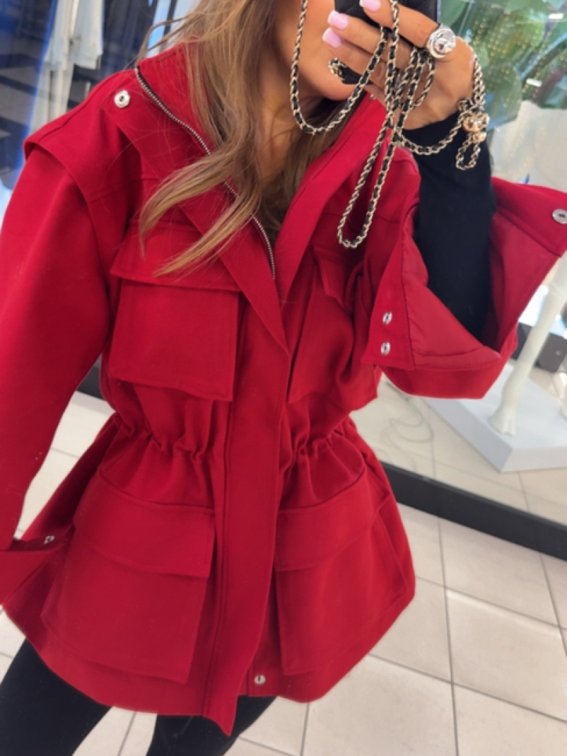 EM KURTKA-KAMIZELKA JEANSOWA 2w1 CZERWONA