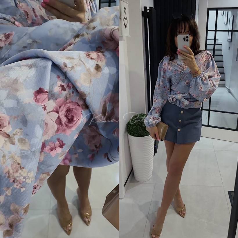 Koszula Wiskozowa Diana Błękitne Kwiaty