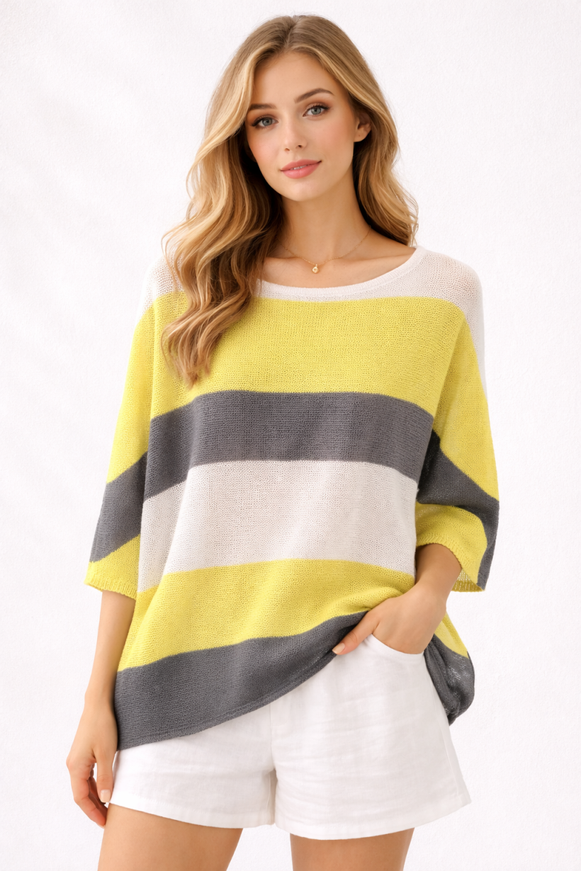 SWETER SZEROKIE PASY 