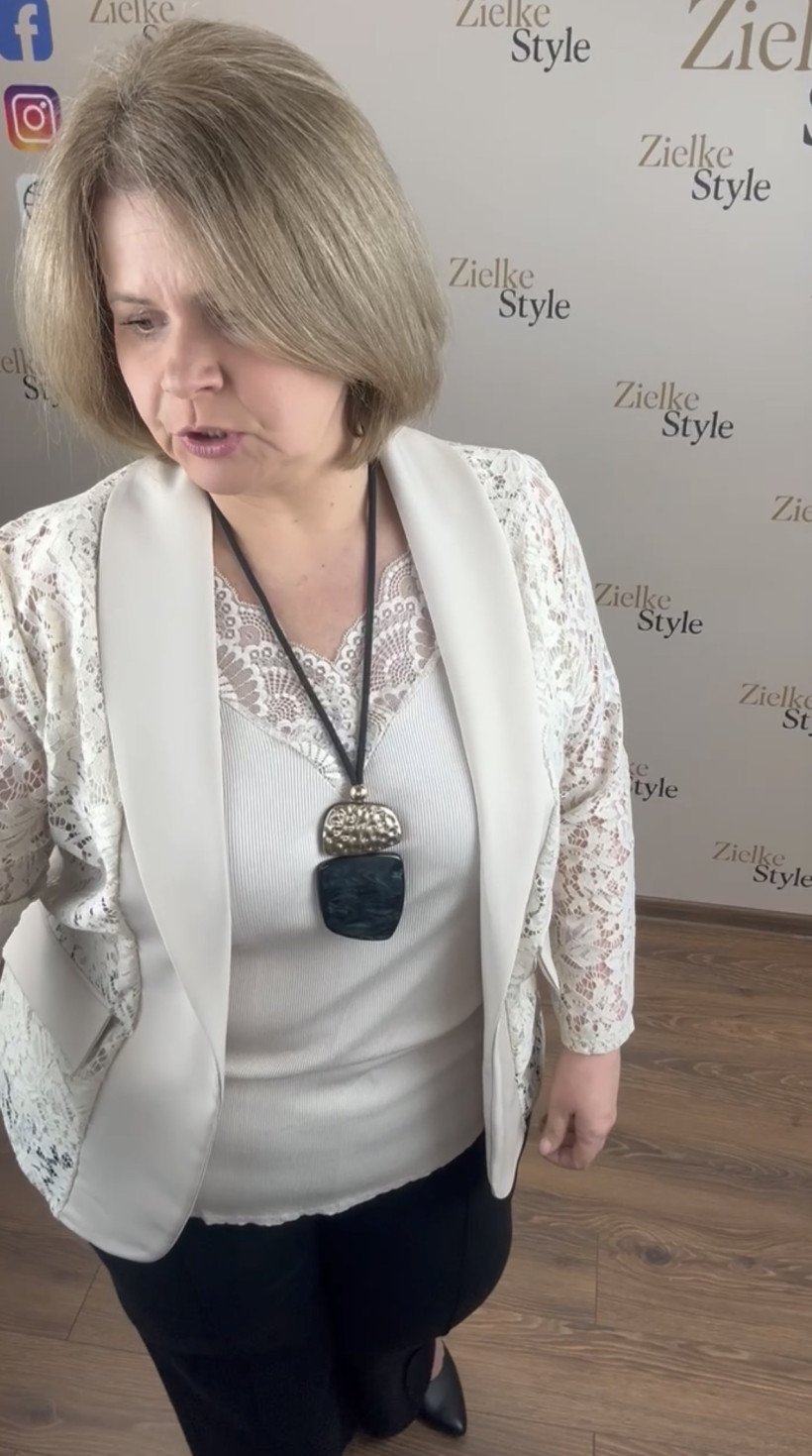 Italia nr 9 - Narzutka / żakiet koronkowy - 2989 - beż