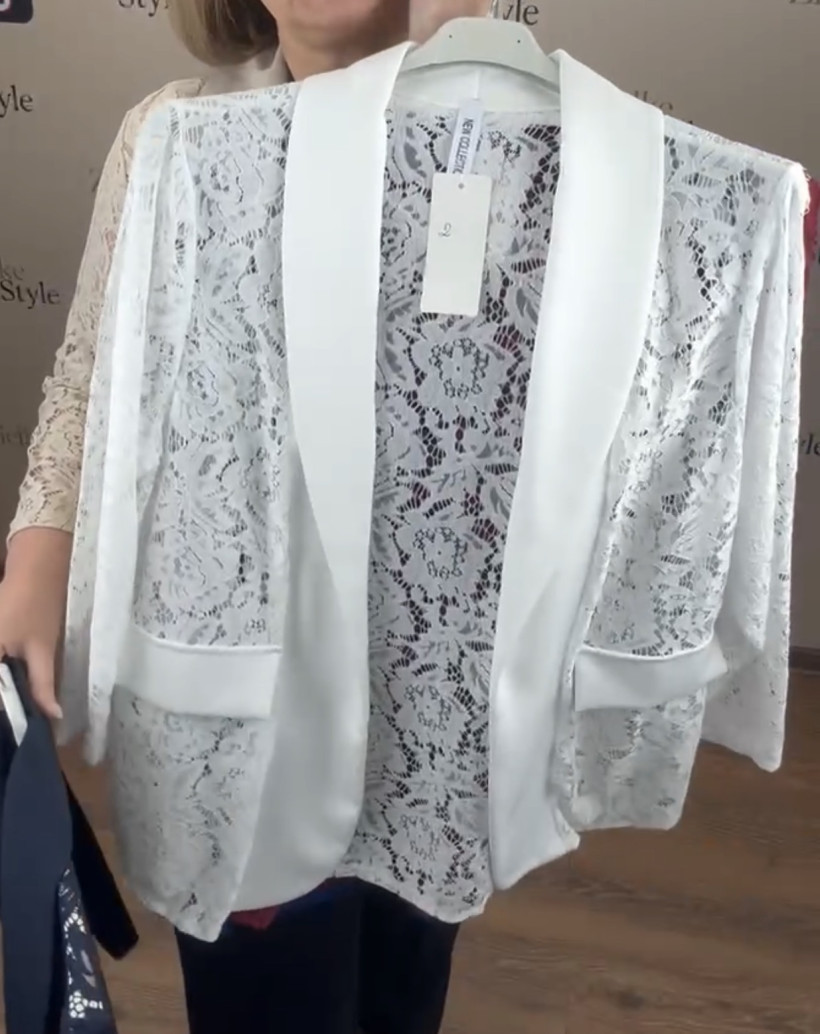 Italia nr 9 - Narzutka / żakiet koronkowy - 2989 - biała