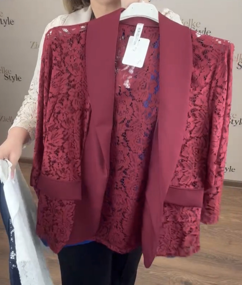 Italia nr 9 - Narzutka / żakiet koronkowy - 2989 - bordo
