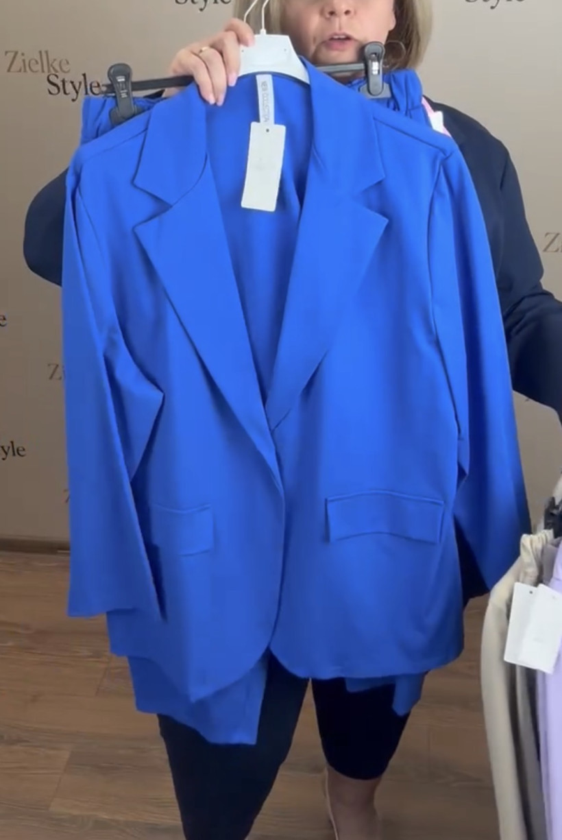 Italia nr 9 - Komplet żakiet na guzik + spodnie na gumie - 3761/37392 - chaber