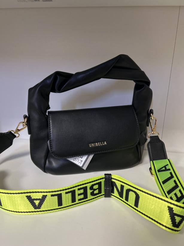 KUP MAŁA CZARNA - torebka unibella raczka marszczona i pasek neon