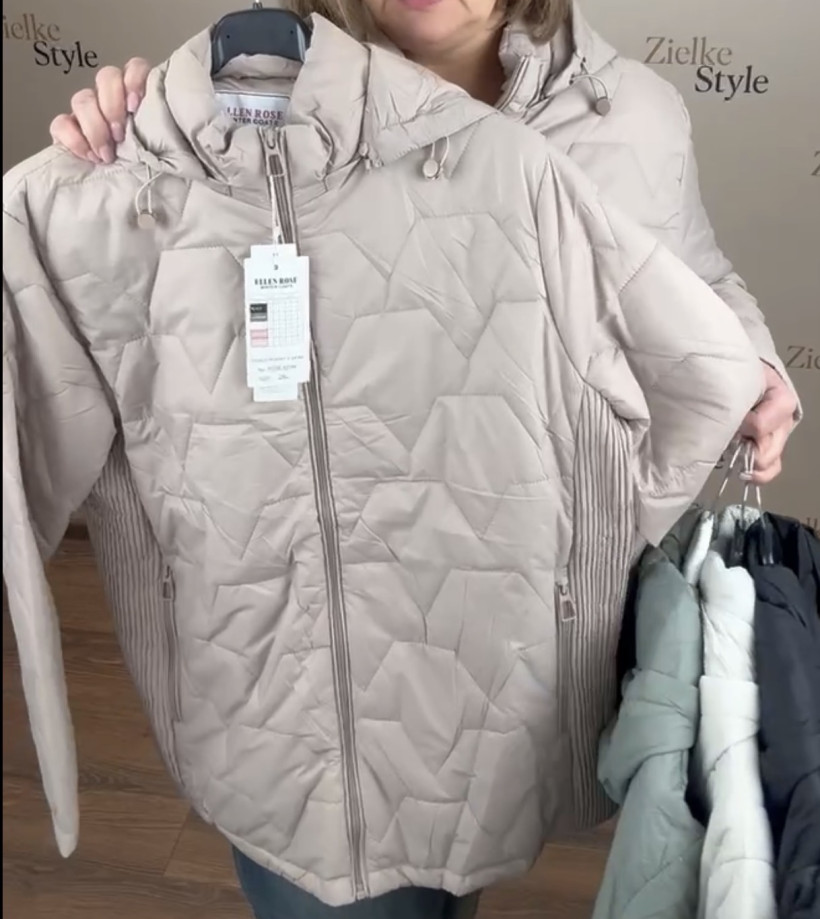 Kurtka z kapturem pikowana ściągacze na bokach - 3xl - 82084 - fango