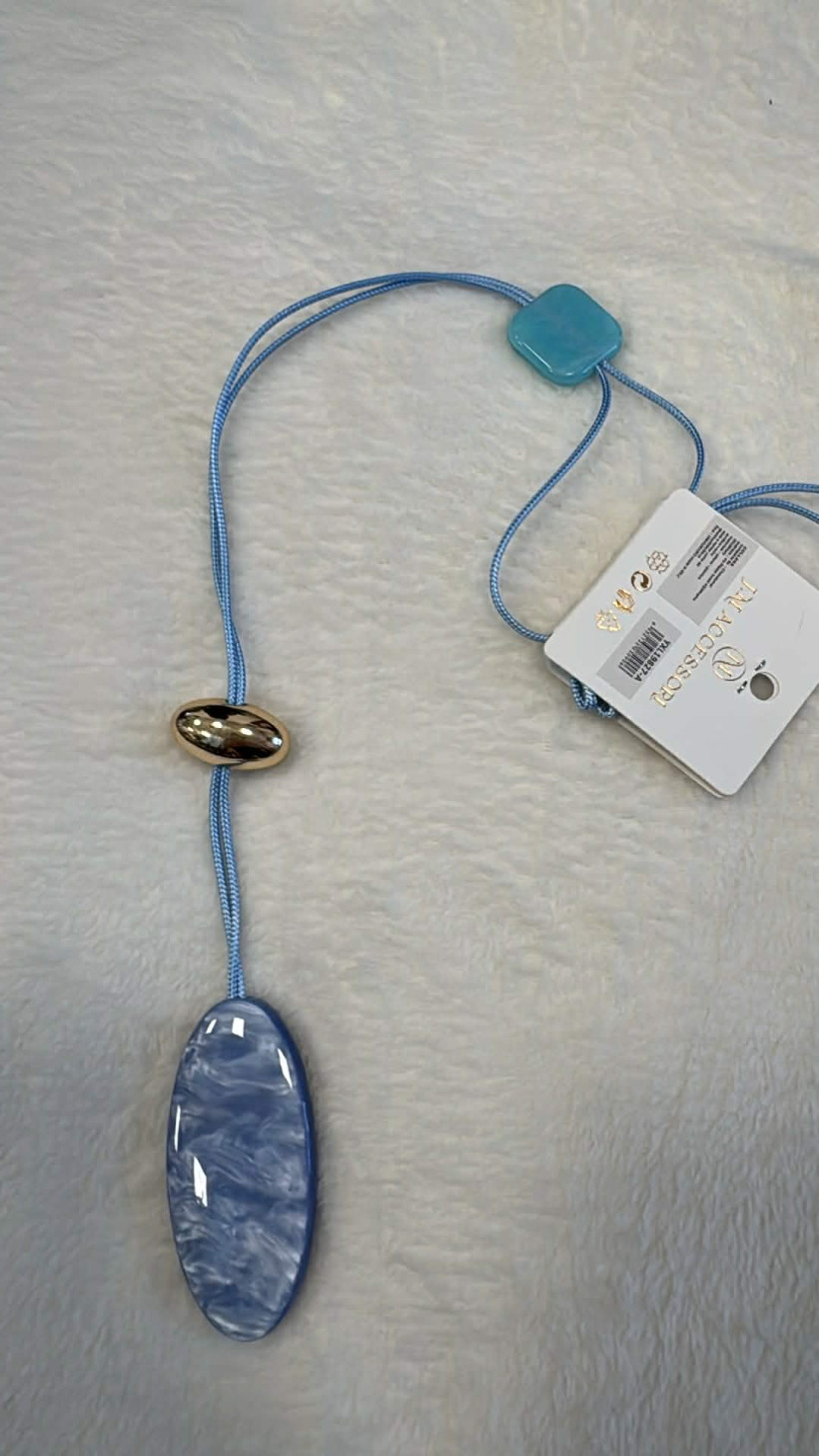 Italia nr.9 - Naszyjnik jednokolorowy ze złotym dodatkiem - 19827 - niebieski