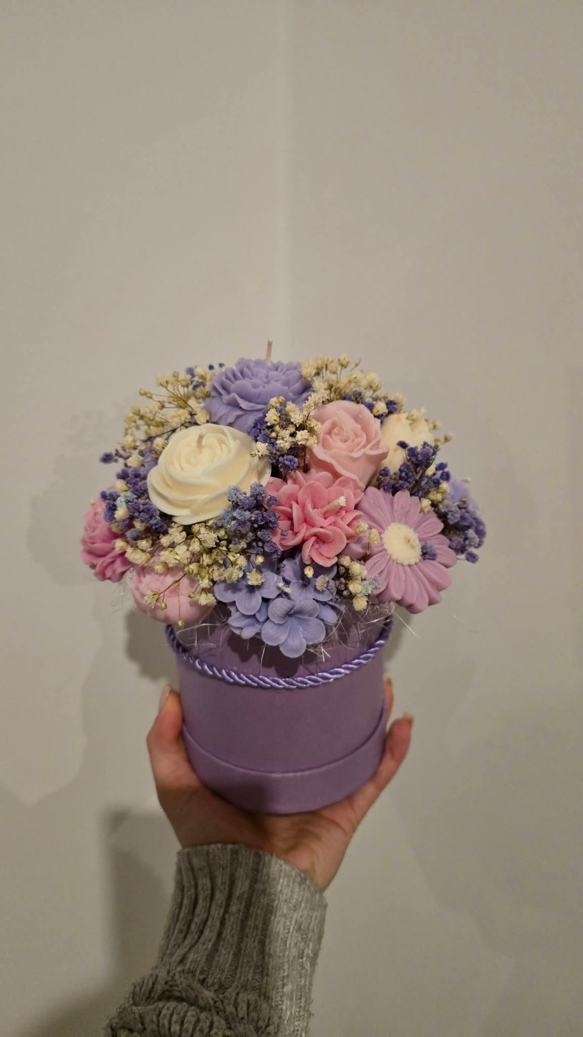 Box świece sojowe flowerbox prezent chrzciny urodziny