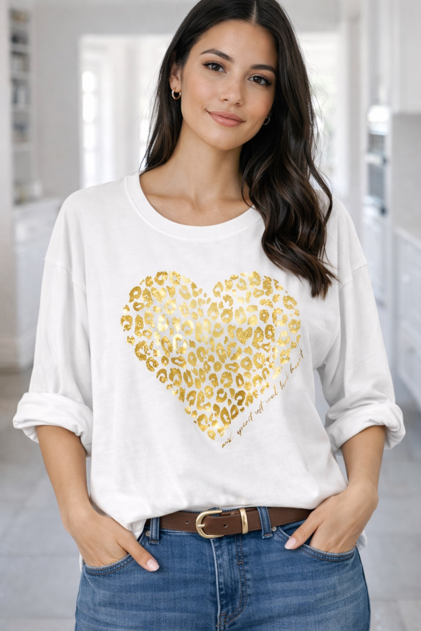 Bluzka duże serce biała 