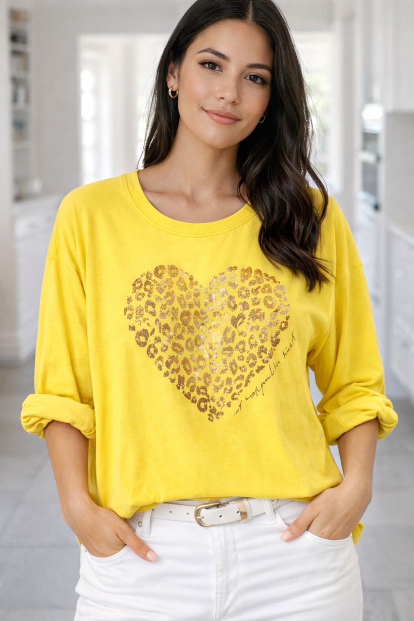 Bluzka duże serca żółta 