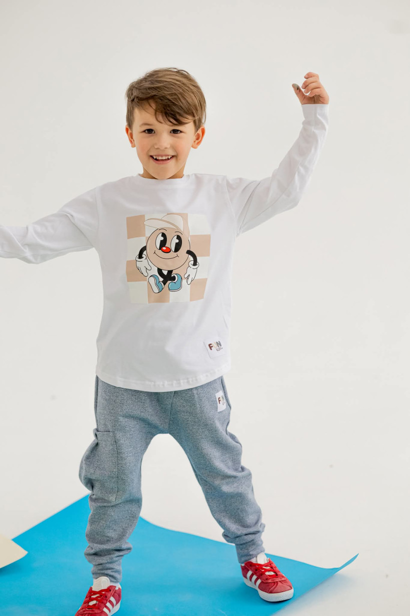 SPODNIE BOJÓWKI MELANŻ LIGHT BLUE FUN KIDS