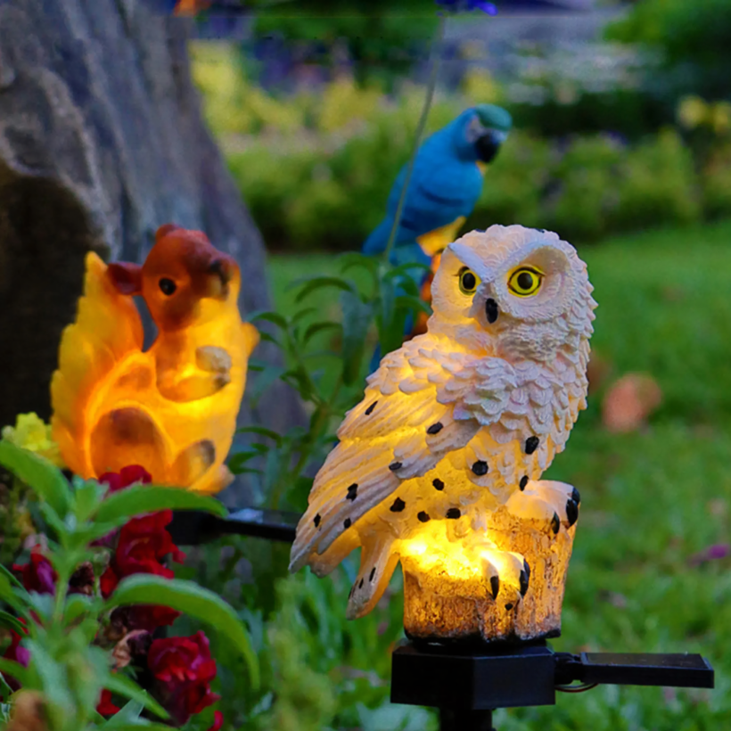 Lampa solarna ogrodowa led sowa wbijana duża lampka dekoracja do ogrodu