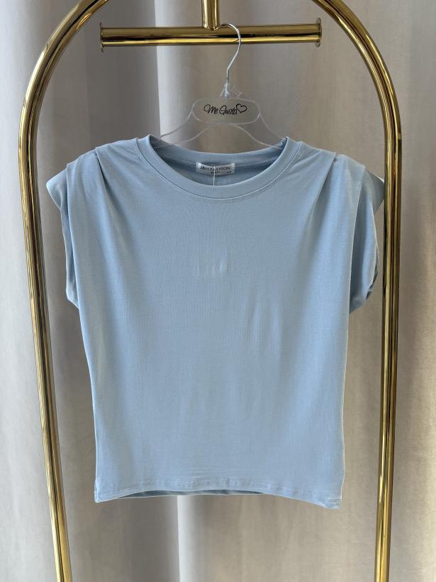 J&H BLUZKA KRÓTKI RĘKAW PODUCHY BLUE