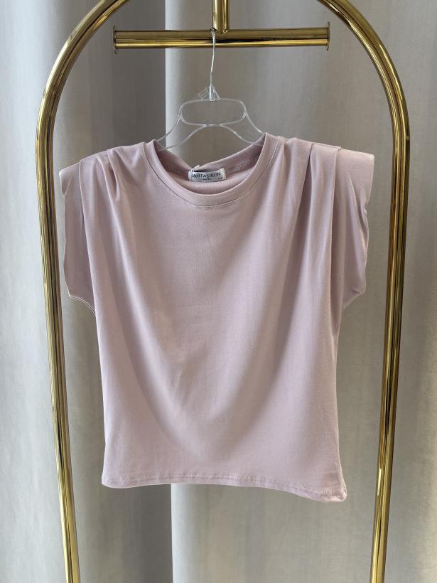 J&H BLUZKA KRÓTKI RĘKAW PODUCHY RÓŻ