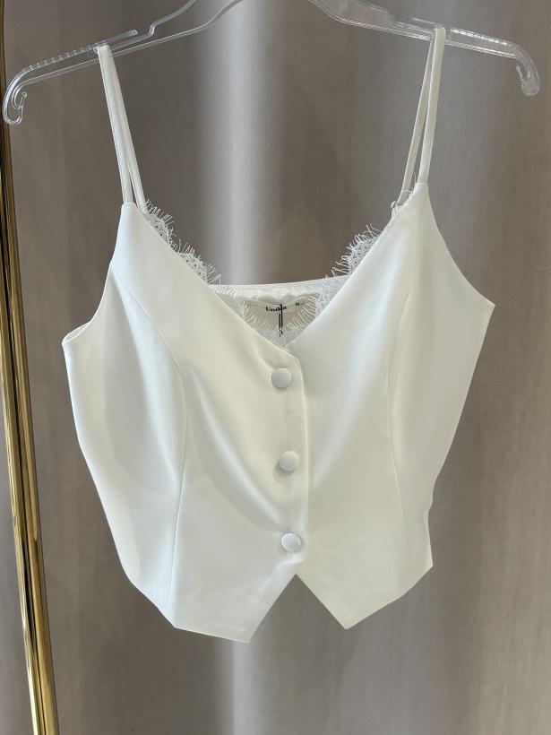 UNIKA TOP RAMIĄCZKA KORONKA BIEL