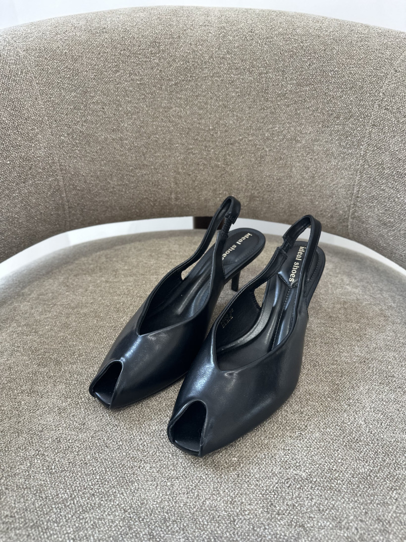 IDEAL KLAPKI CZARNE NA OBCASIE TULIP ECO SKÓRA