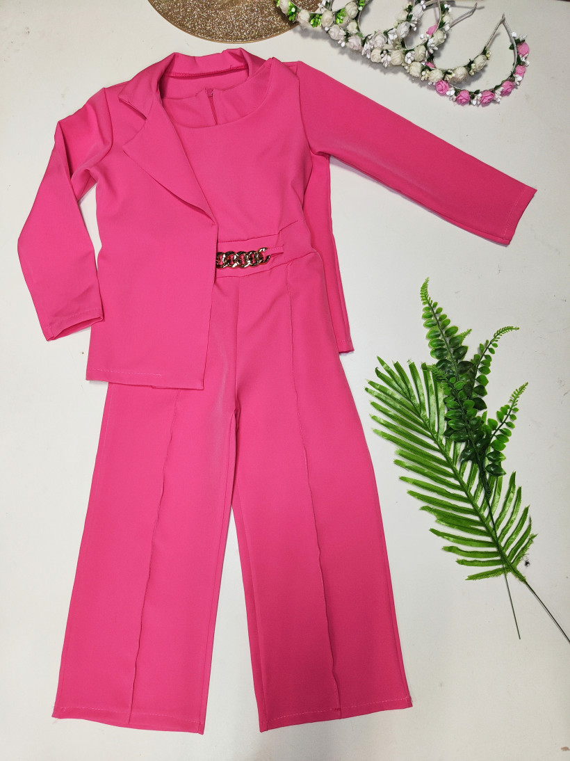 Komplet marynarka + kombinezon fuksja