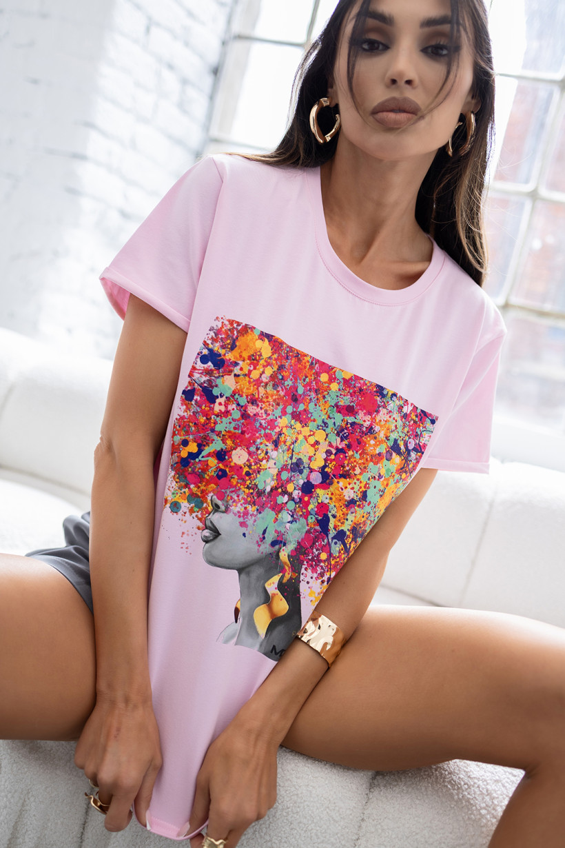 Damski T-Shirt Art Girl (różowy) MCO