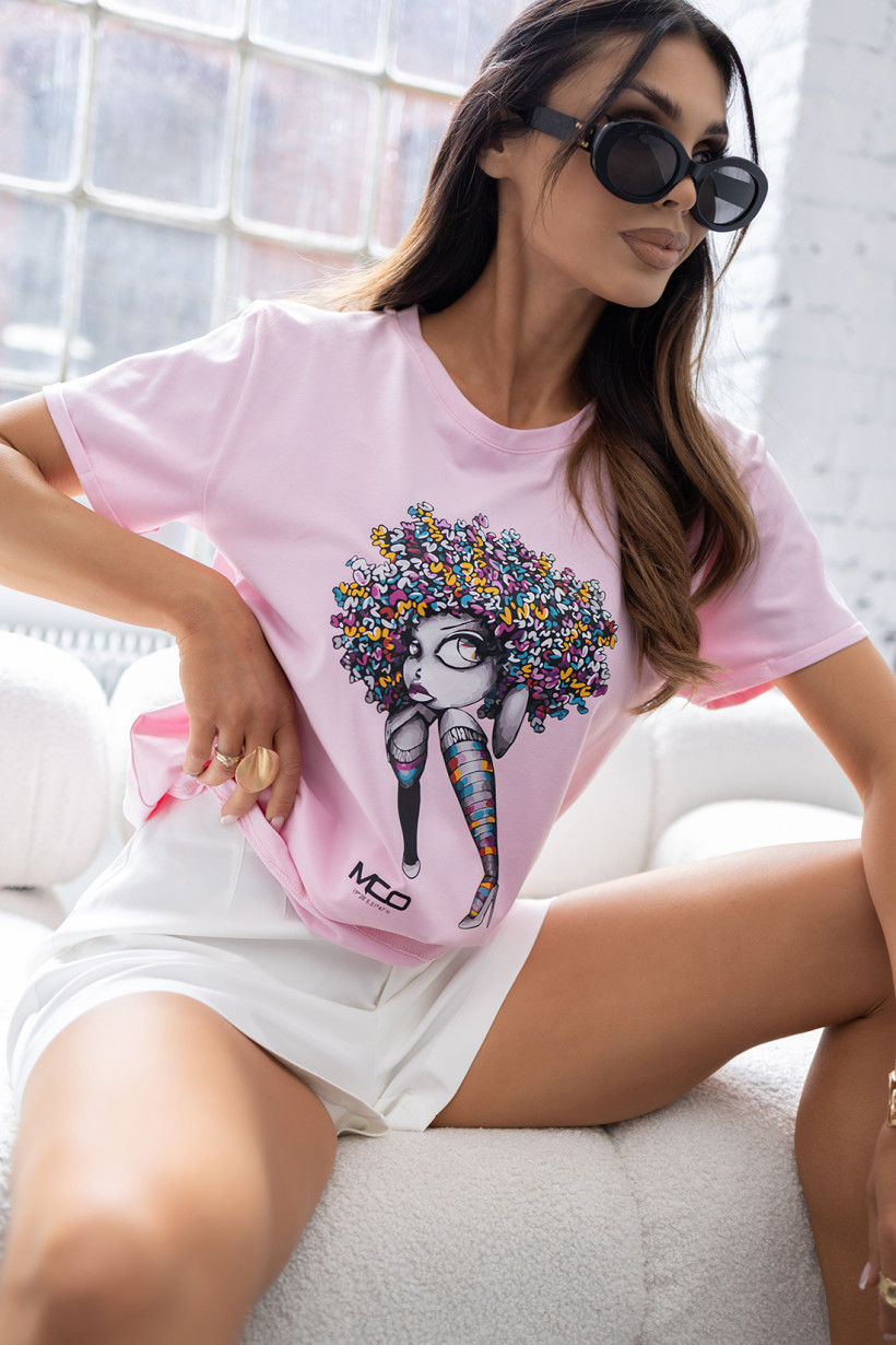 Damski T-Shirt Curls (różowy) MCO