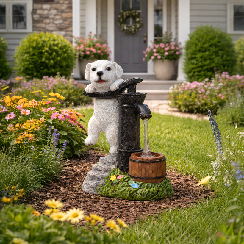 Lampa solarna ogrodowa ozdobna pies szczeniak led dekoracja