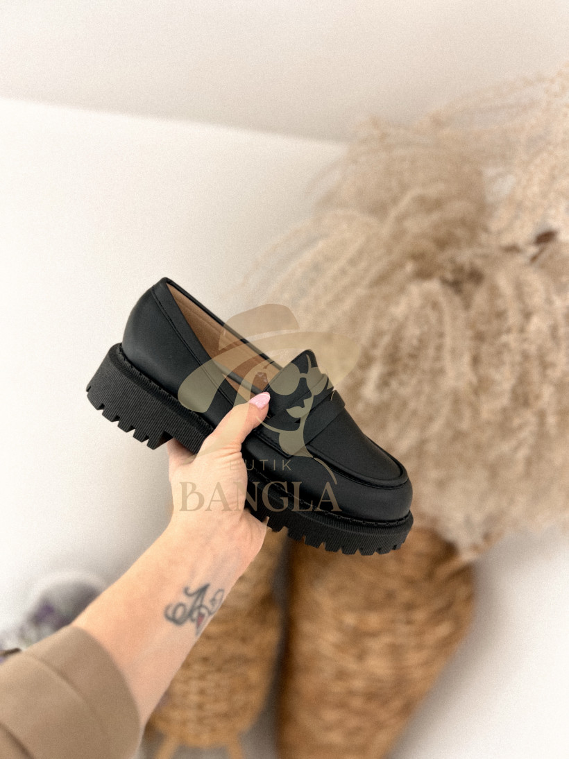 Mokasyny czarne/beżowe