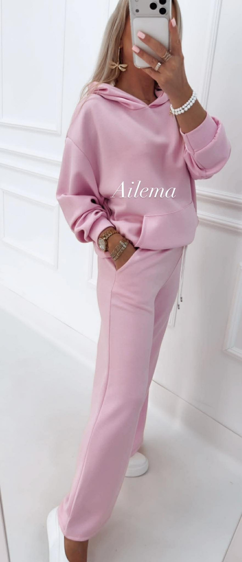 Komplet masełko KM64 bluza z kapturem i spodnie 