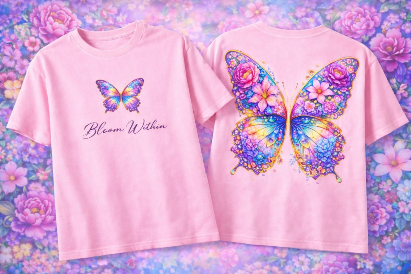 ZA T-shirt PUDER -  Bloom Within motyl przód/ MOTYL tył