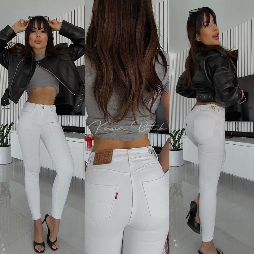 Jeansy Skinny A'la Levis Push Up Białe