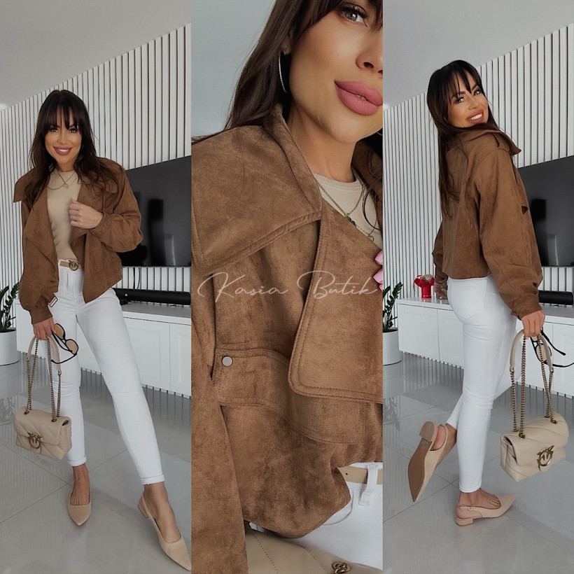 Kurtka Zamszowa MU3121 Karmelowa