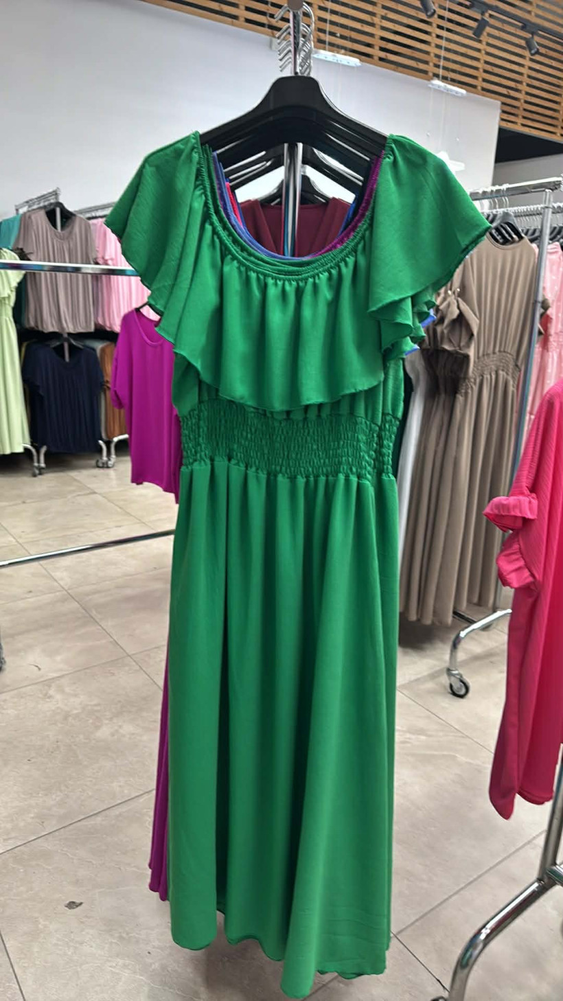 Italia nr 10 - Sukienka hiszpanka jednokolorowa maxi, gładka - 5532 - zielona