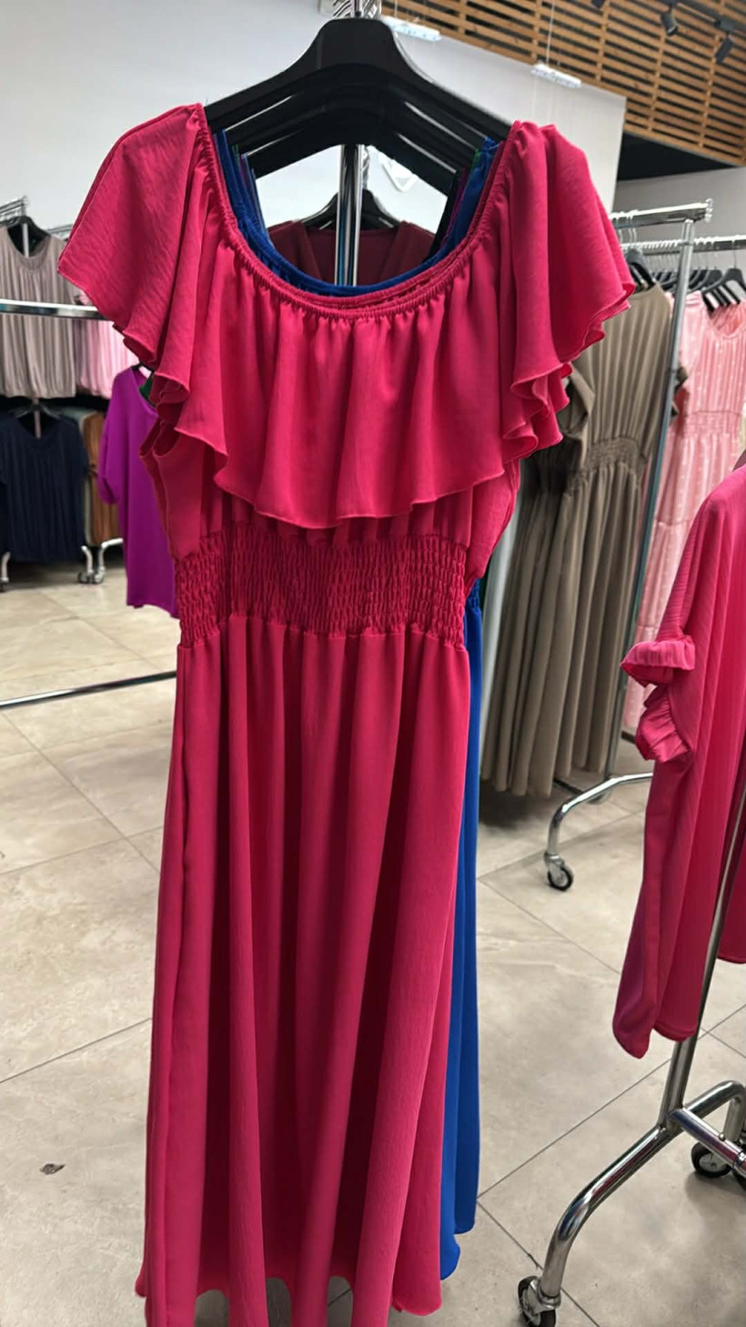 Italia nr 10 - Sukienka hiszpanka jednokolorowa maxi, gładka - 5532 - koral