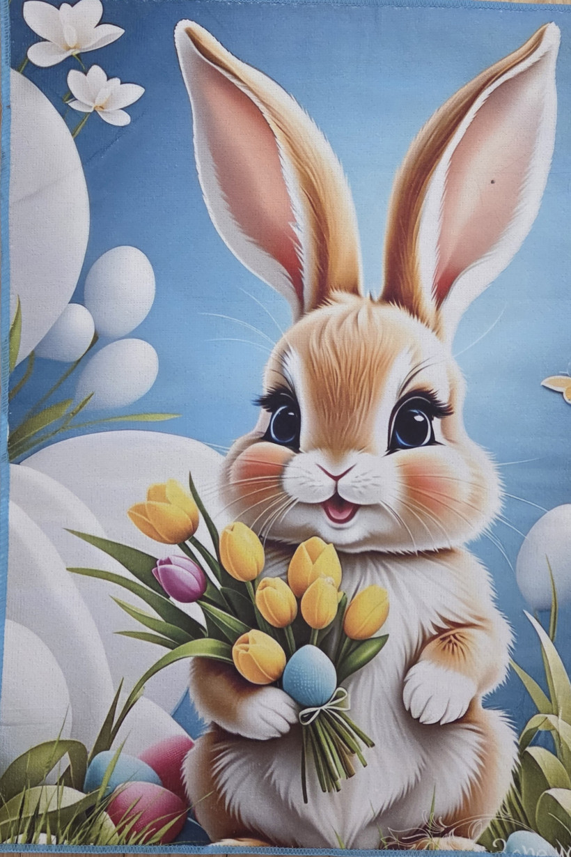 Ścierka wielkanocna 60x40  niebieski zajączek WN