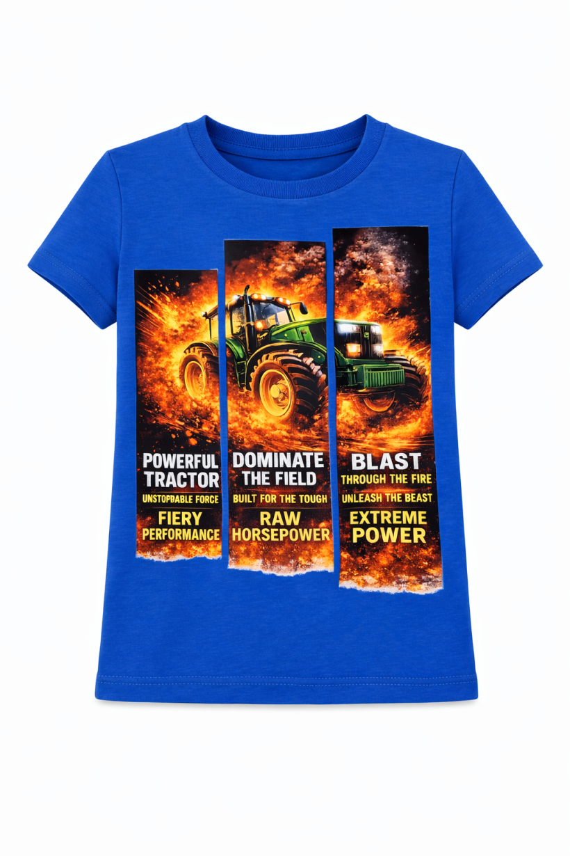 T-shirt traktor dzielony chaber