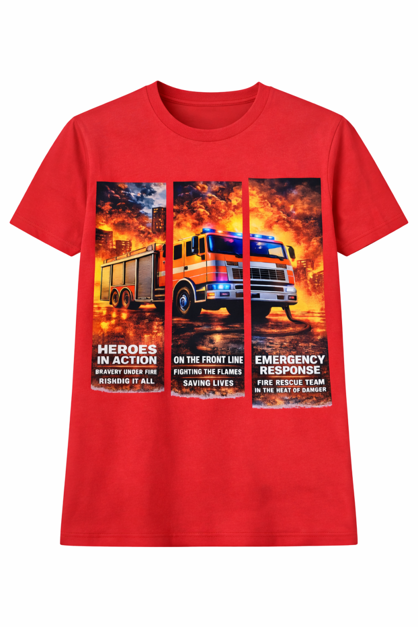 T-shirt straż dzielona czerwony