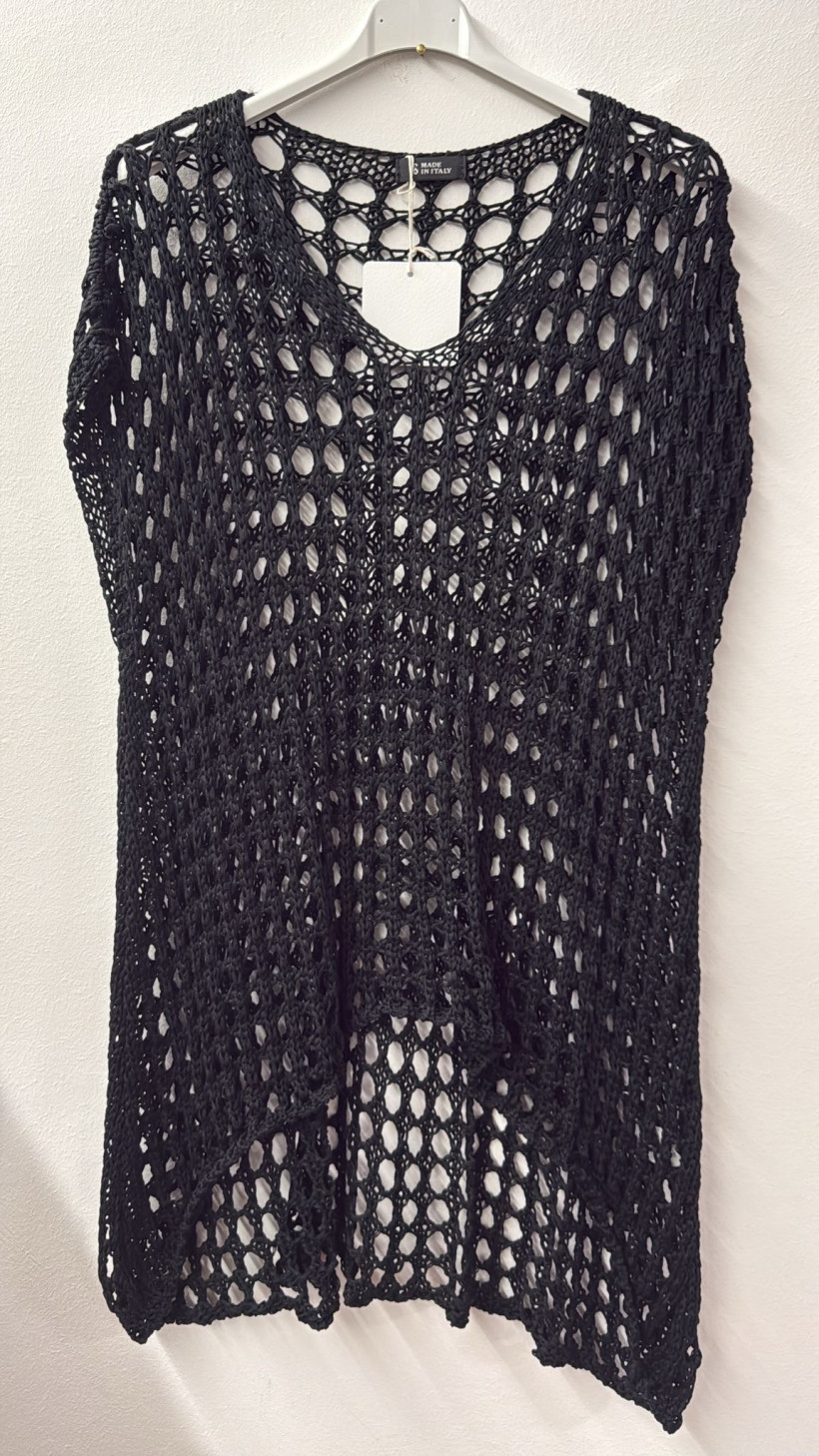 Italia nr.10 - Narzutka / tunika niciakowa - ażurowa Wł. 26398 // 26396 - czarny