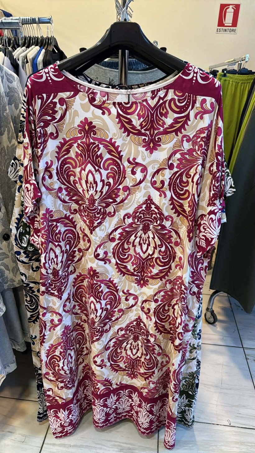 Italia nr.10 - Sukienka wzorzysta maxi - 6575 - fuksja 