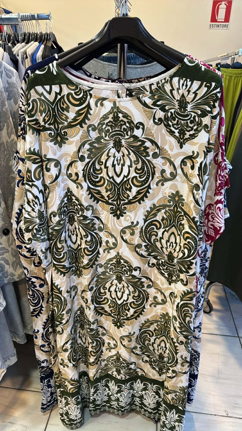 Italia nr.10 - Sukienka wzorzysta maxi - 6575 - oliwka