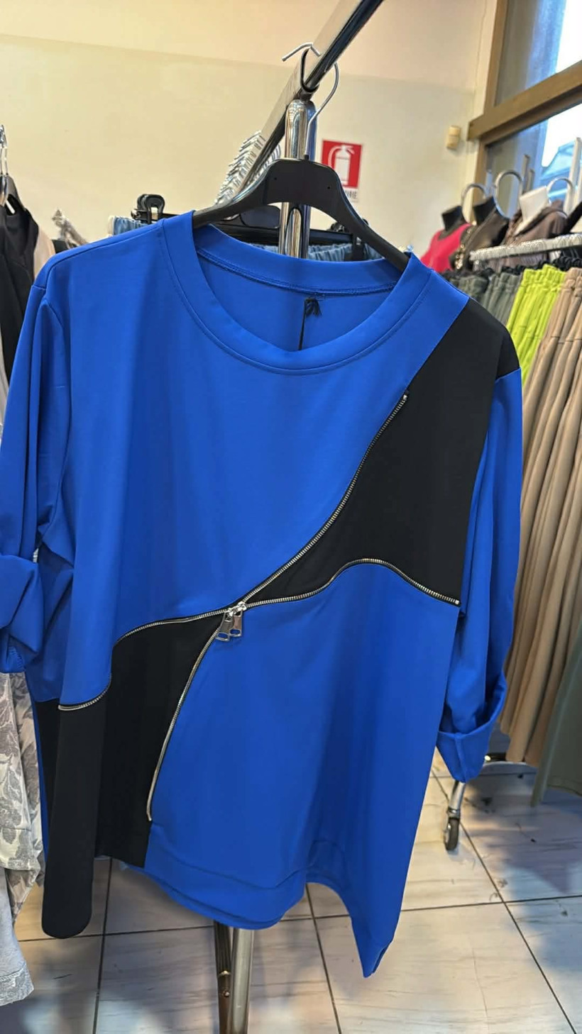 Italia nr.10 - Bluza dwukolorowa z zamkami - 1807 - chaber