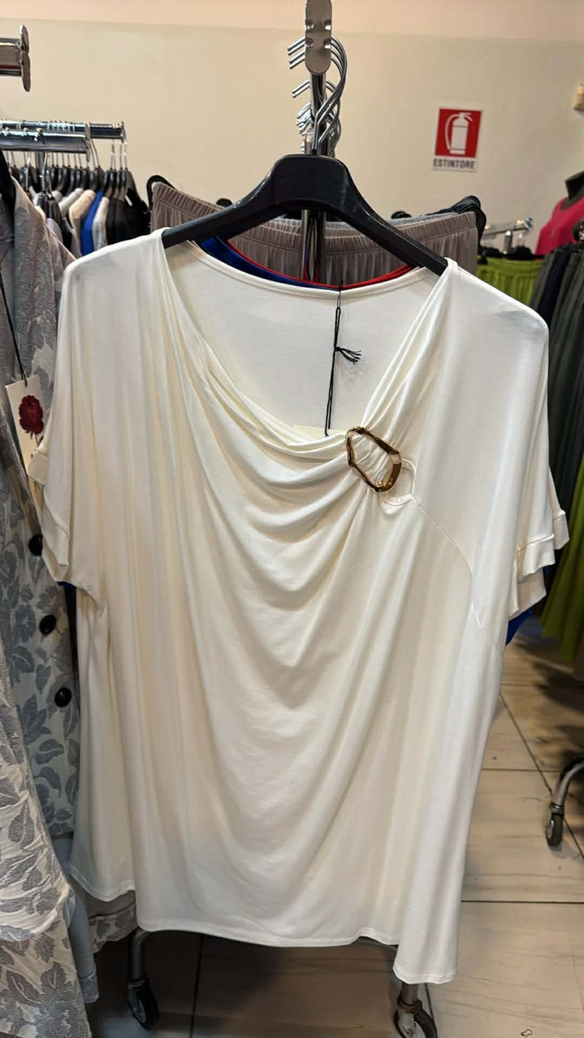 Italia nr.10 - Tunika jednokolorowa z klamrą - 1823 - śmietanka    