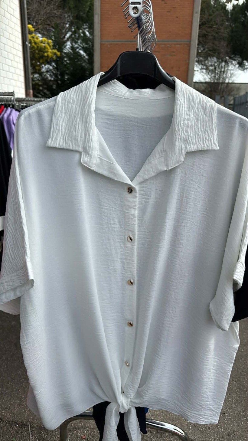 Italia nr 10 - Koszula jednokolorowa - wiązana - 24395 - biała