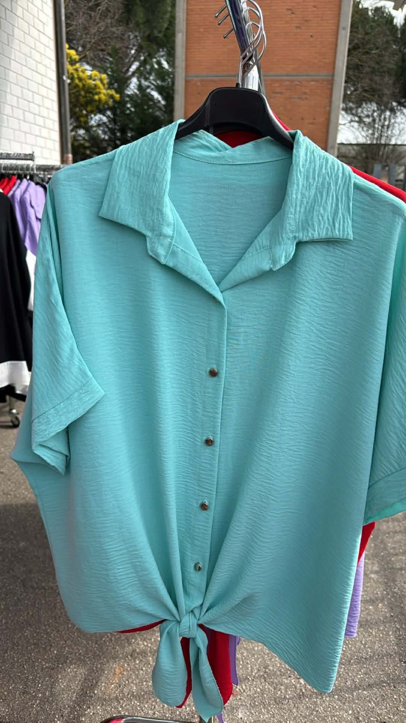 Italia nr 10 - Koszula jednokolorowa - wiązana - 24395 - mięta