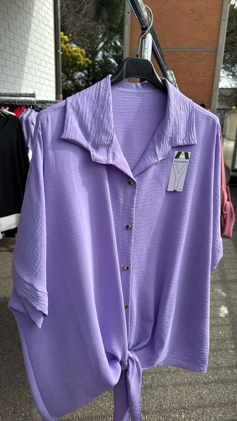 Italia nr 10 - Koszula jednokolorowa - wiązana - 24395 - lila