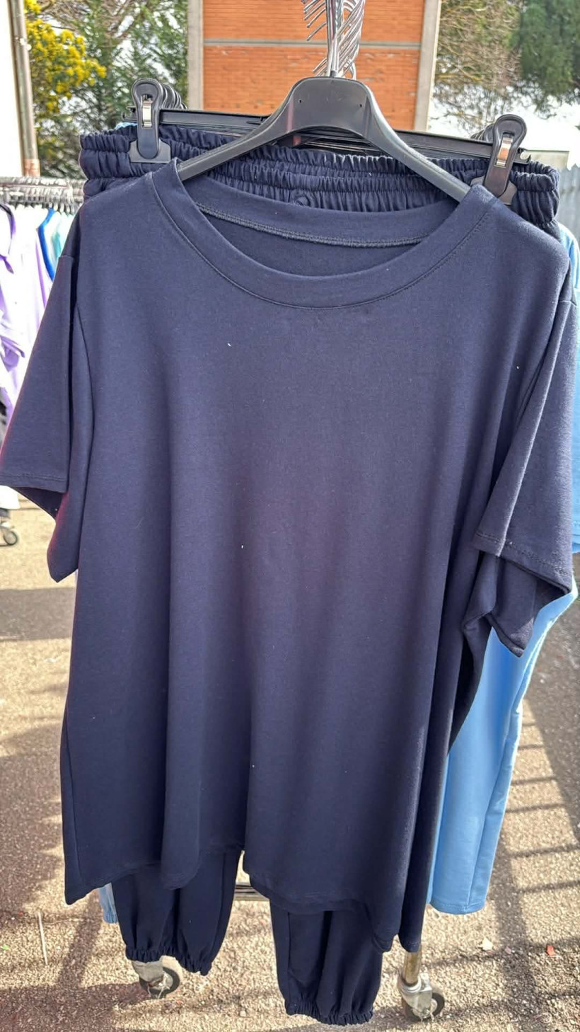 Komplet bluzka + spodnie na gumie - 24448/24449 - granat