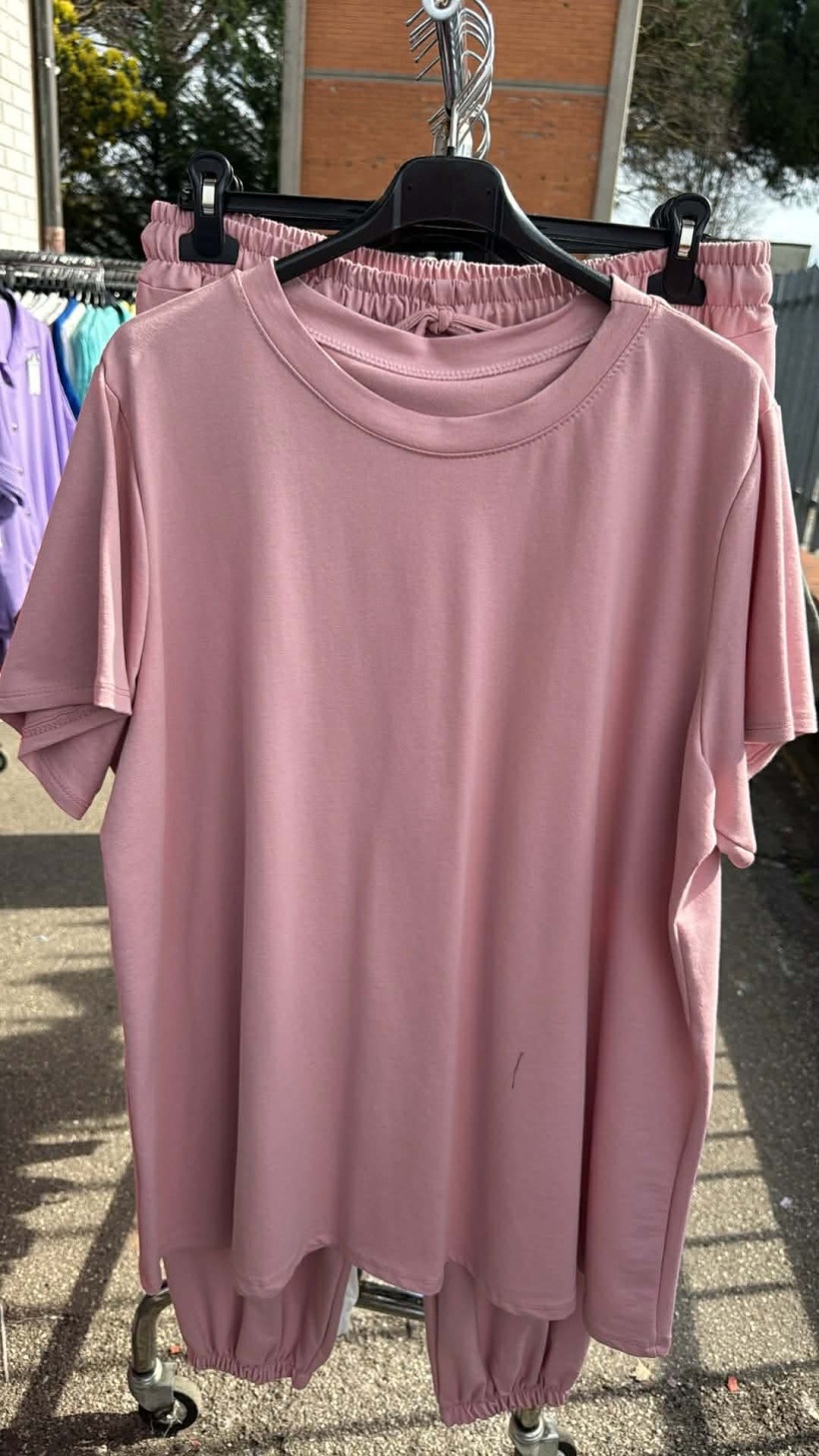 Komplet bluzka + spodnie na gumie - 24448/24449 - puder 