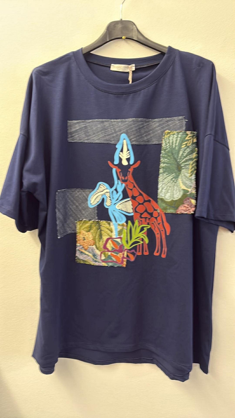 Italia nr 10 - Bluzka jednokolorowa aplikacja łatki Acqua&Limone - 9122 - granat