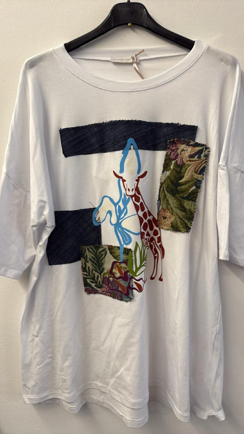 Italia nr 10 - Bluzka jednokolorowa aplikacja łatki Acqua&Limone - 9122 - biała