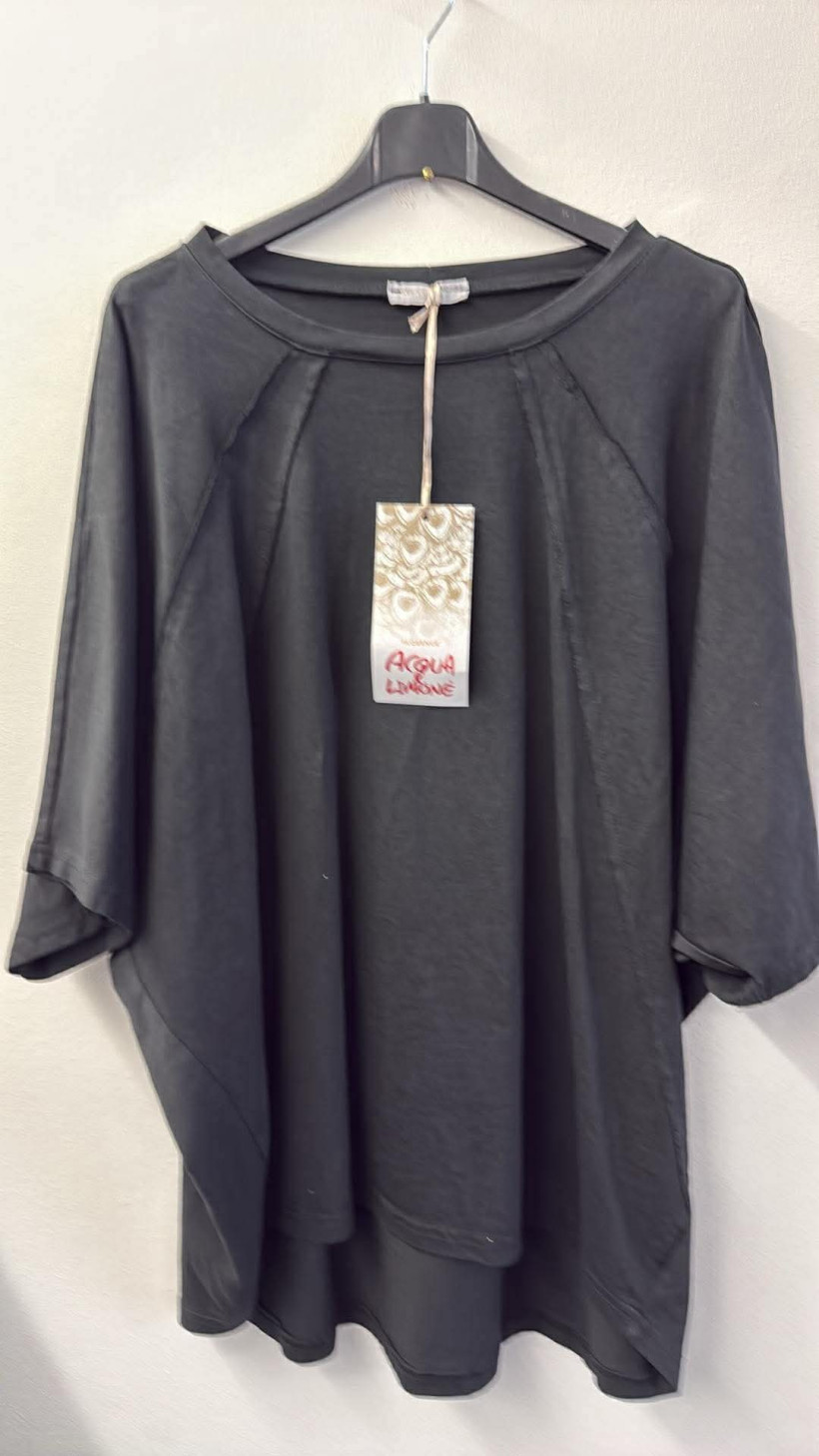 Italia nr 10 - Bluzka jednokolorowa z przeszyciami Acqua&Limone - 9201 - czarna