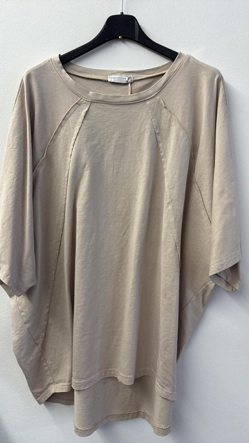 Italia nr 10 - Bluzka jednokolorowa z przeszyciami Acqua&Limone - 9201 - beżowa